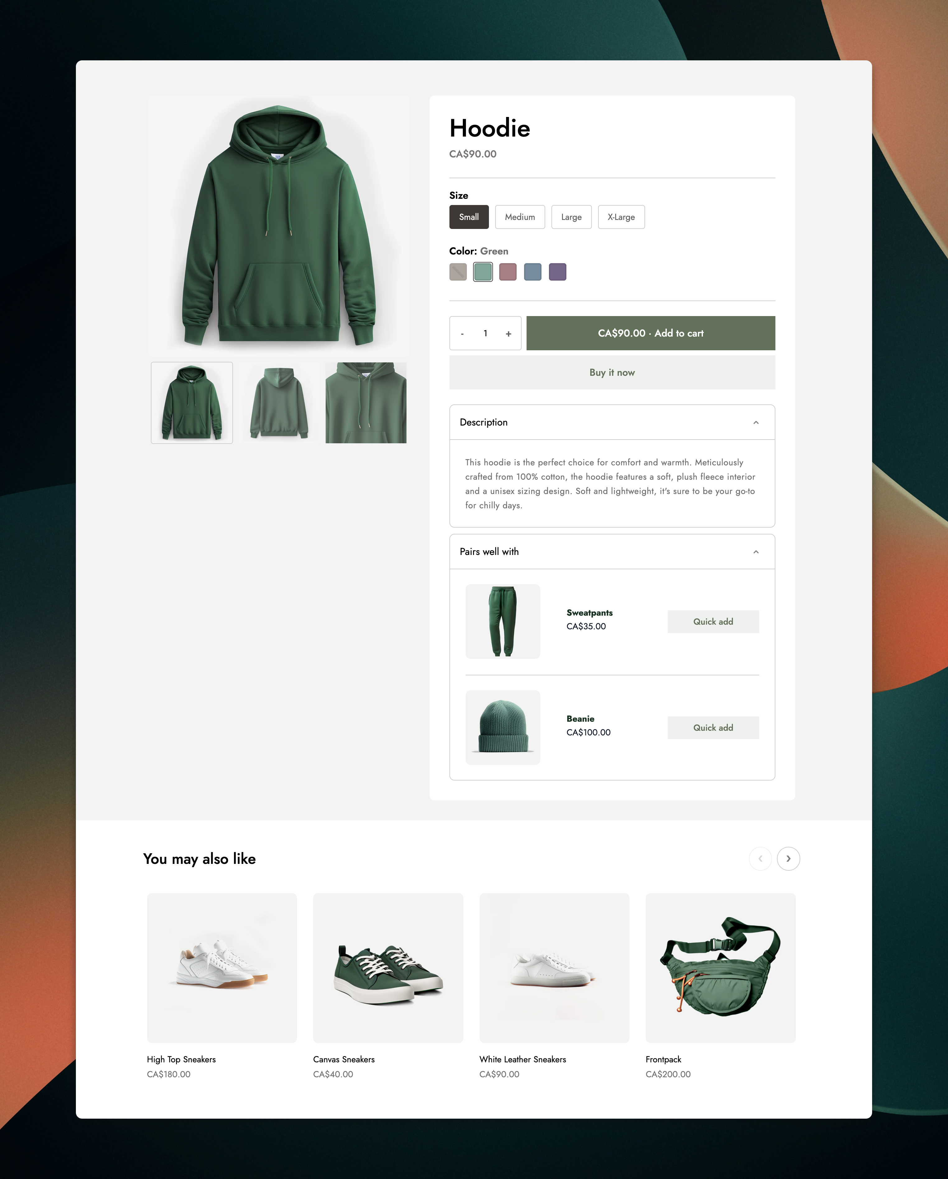 Shopify Storefront Web Components template examples showing a product grid and cart drawer embedded in an external site
